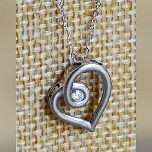 Vintage Kirsten Severin 925 Sterling Silver Diamond Pendant Necklace Heart